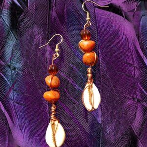Copper and Cowrie Shell Handcrafted Earrings